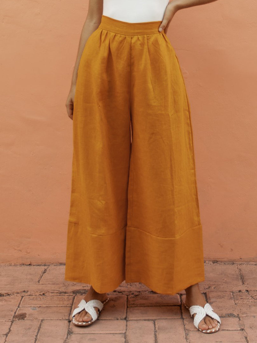 Hérmorcy Women Casual Solid Color Loose Wide-leg Pants