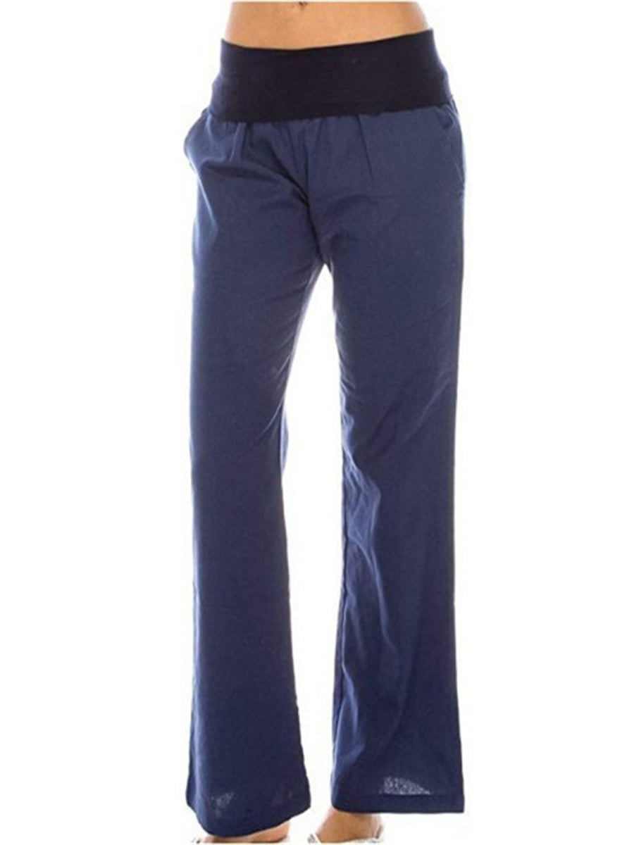 Hérmorcy Women Solid Color Loose Casual Wide-leg Pants Trousers