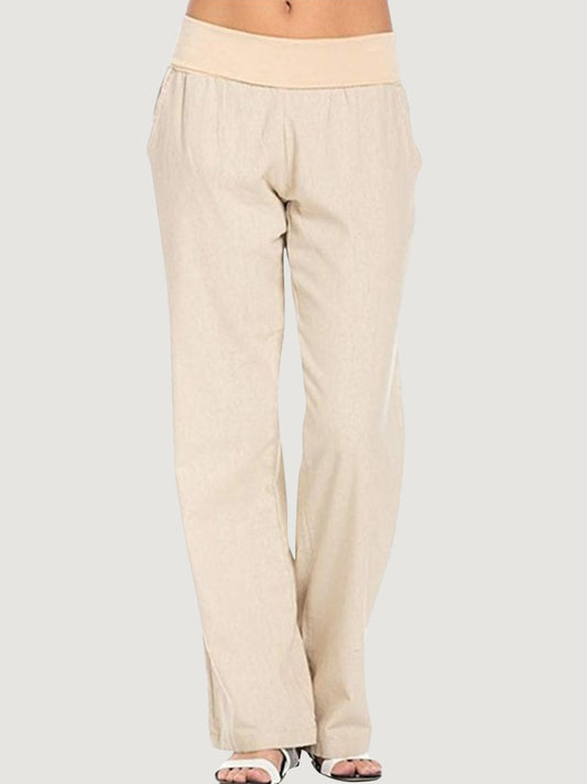Hérmorcy Women Solid Color Loose Casual Wide-leg Pants Trousers